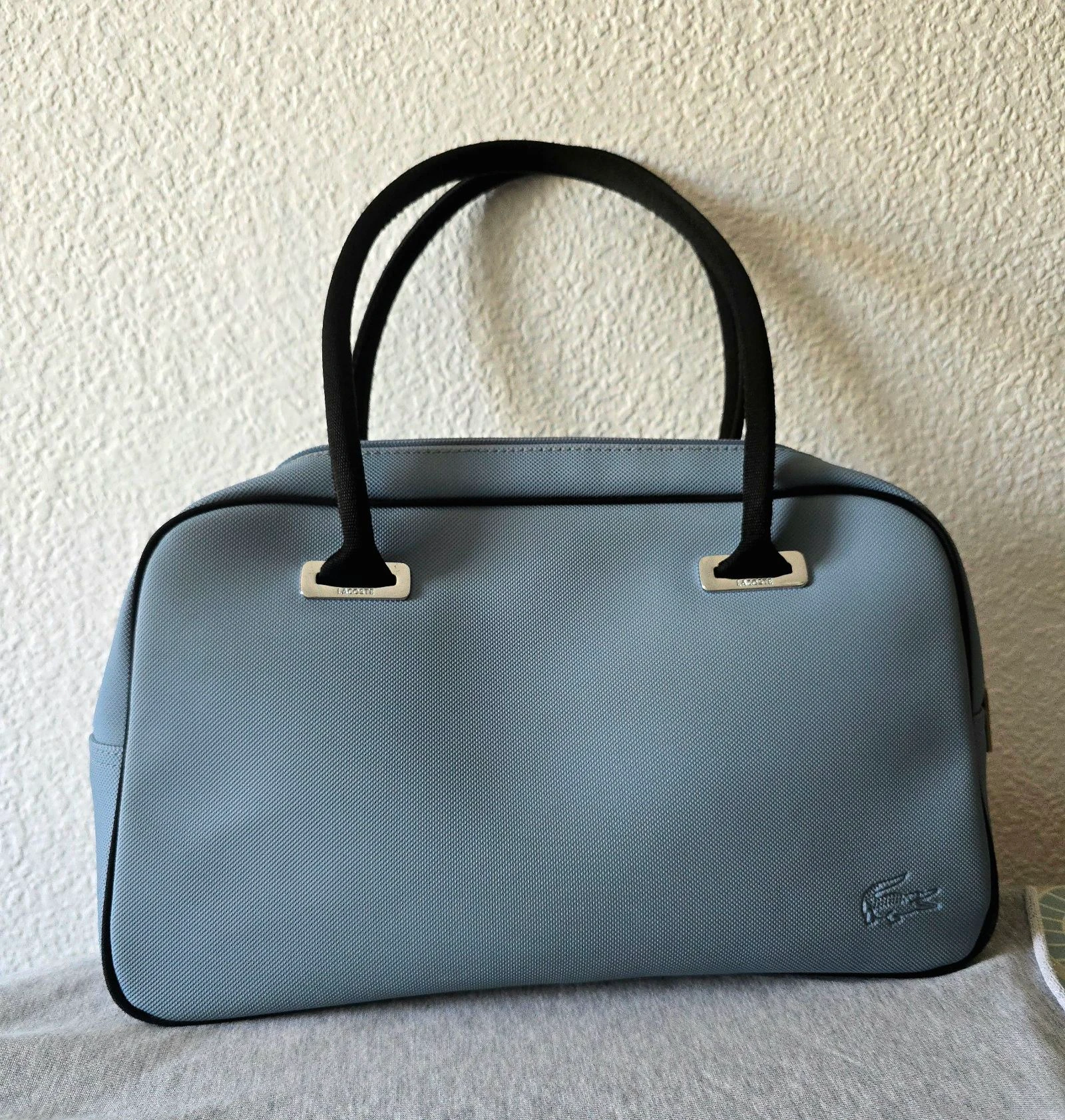 Lacoste Handbag Light Blue Women's Bowling Bag Top Handle Classic Designer